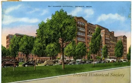 Postcard - Harper Hospital, Detroit, Mich.