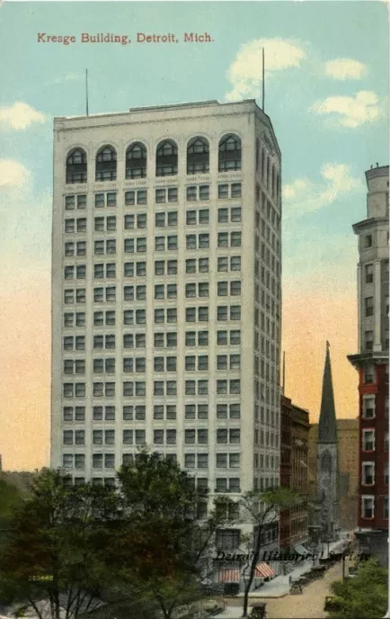 Postcard - Kresge Building, Detroit, Mich