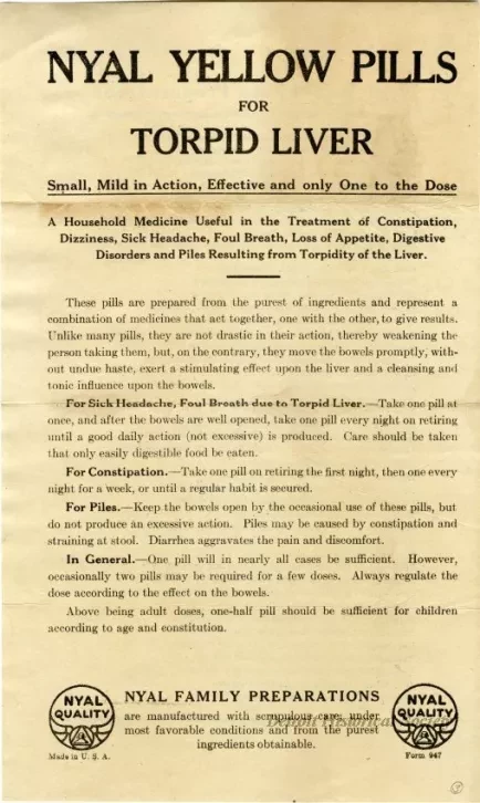 Handbill - Nyal Yellow Pills for Torpid Liver