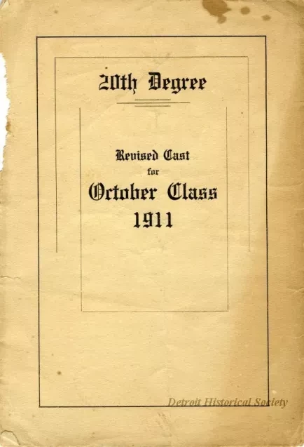 Program - 20th Degree, Revised Cast for October Class 1911