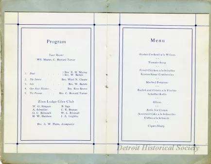 Program - Zion Lodge No. 1 F. & A.M. Past Master's Night, February 21, 1912