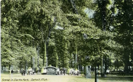 Postcard - Scene in Clarks Park, Detroit, Mich.