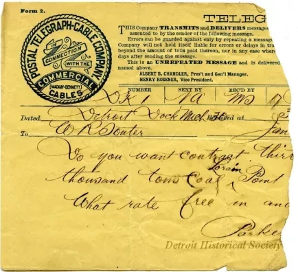 Telegram - Postal Telegraph Cable Company