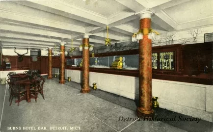 Postcard - Burns Hotel Bar, Detroit, Mich.