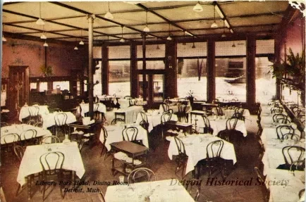Postcard - Library Park Hotel, Dining Room, Detroit, Mich. - Library Park Hotel, Dining Room, Detroit, Mich.