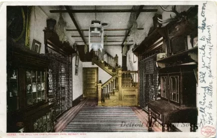 Postcard - The Hall, Log Cabin, Palmer Park, Detroit, Mich.