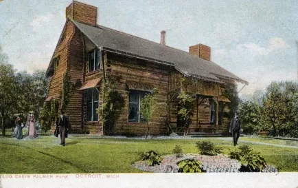 Postcard - Log Cabin, Palmer Park, Detroit, Mich.