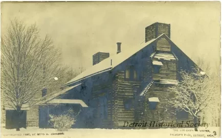 Postcard - Log Cabin in Winter, Palmer's Park, Detroit, Mich.