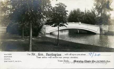 Postcard - Water Works Park, Detroit, Mich.