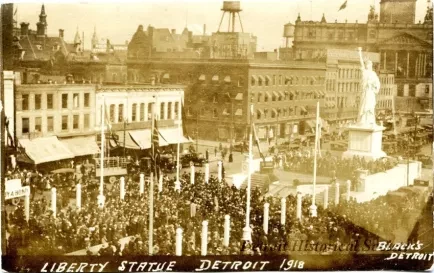Postcard - Liberty Statue, Detroit, 1918 - Liberty Statue, Detroit 1918