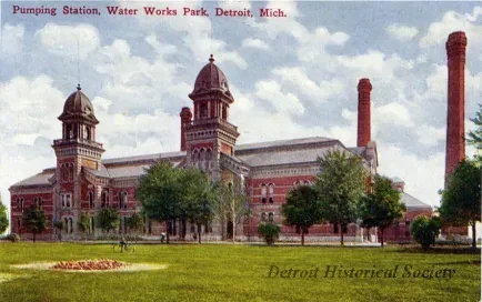 Postcard - Pumping Station, Water Works Park, Detroit, Mich.