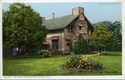 Postcard - Log Cabin, Palmer Park, Detroit, Mich.