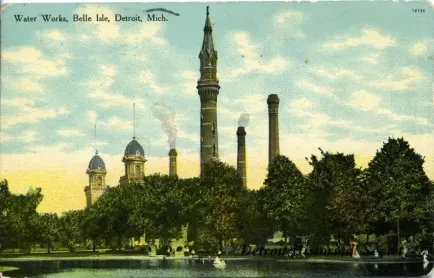 Postcard - Water Works, Belle Isle, Detroit, Mich.