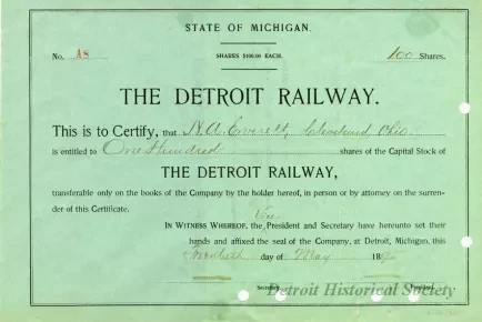 Certificate, Stock - Detroit United Railway