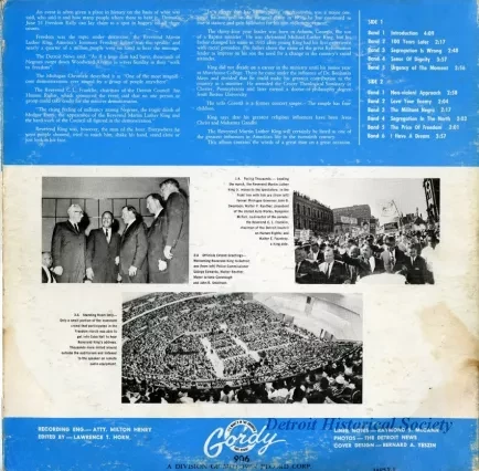 Album, Record - The Great March to Freedom, Rev. Martin Luther King Speaks, Detroit June 23, 1963