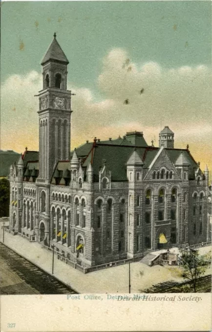 Postcard - Post Office, Detroit, Mich.