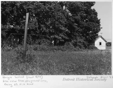 Print, Photographic - Berger School (about 1894), Rear view from playground area, facing 23 Mile Road