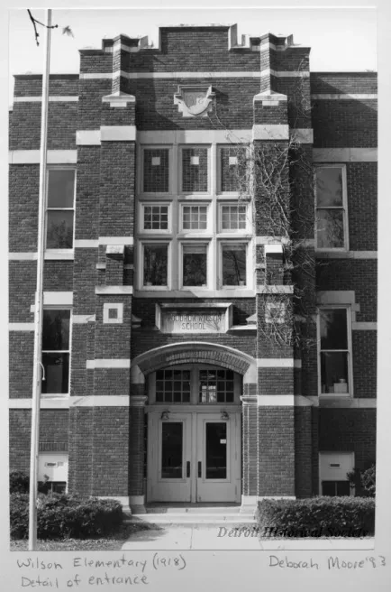 Print, Photographic - Wilson Elementary (1918), Detail of entrance