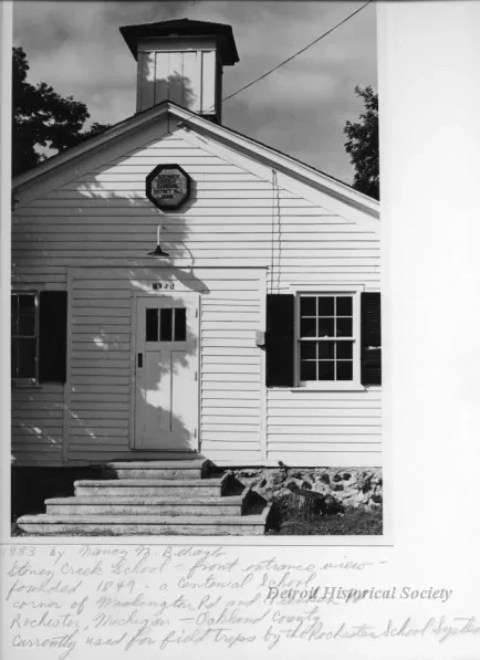 Print, Photographic - Stoney Creek School - front entrance view - founded 1849 - a centennial school