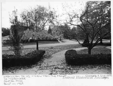 Print, Photographic - Washington Jr. H.S - View From the Front; 710 Menominee, Pontiac, Mich.; Built in 1929