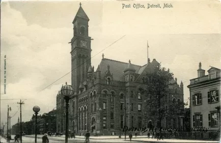 Postcard - Post Office, Detroit, Mich.