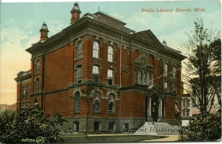 Postcard - Public Library, Detroit, Mich