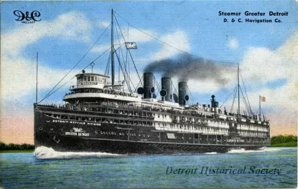 Postcard - Steamer Greater Detroit, D. & C. Navigation Co.