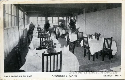 Postcard - Ardussi's Cafe, 3998 Woodward Ave. Detroit, Mich.