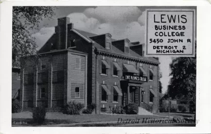 Postcard - Lewis Business College, 5450 John R, Detroit 2, Michigan
