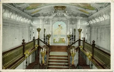 Postcard - Str. City of Detroit III - Stairway to Forward Gallery Deck