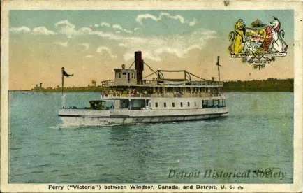 Postcard - Ferry ("Victoria") between Windsor, Canada, and Detroit, U.S.A.