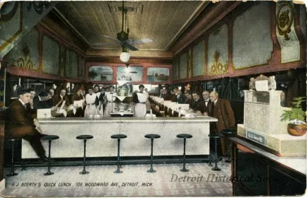 Postcard - H. J. Boerth's Quick Lunch, 108 Woodward Ave., Detroit, Mich.