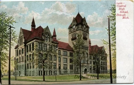 Postcard - Central High School, Detroit, Mich.