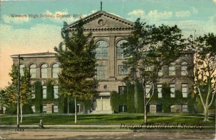 Postcard - Western High School, Detroit, Mich.
