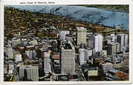 Postcard - Aero View of Detroit, Mich.
