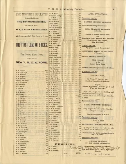 Newsletter - Y.M.C.A. Monthly Bulletin, Vol. VIII, No. 1.