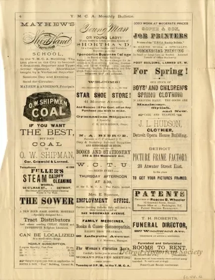 Newsletter - Y.M.C.A. Monthly Bulletin, Vol. VIII, No. 1.