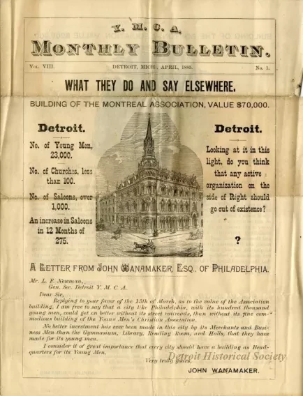 Newsletter - Y.M.C.A. Monthly Bulletin, Vol. VIII, No. 1.