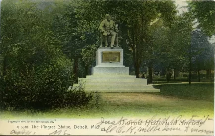 Postcard - The Pingree Statue, Detroit, Mich.
