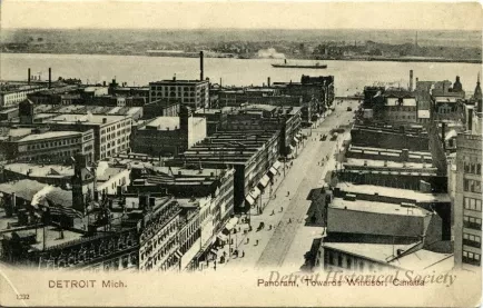 Postcard - Detroit, Mich. Panoram, Towards Windsor, Canada