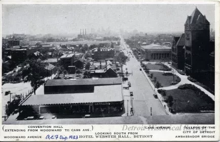 Postcard - Looking south fom Hotel Webster Hall, Detroit