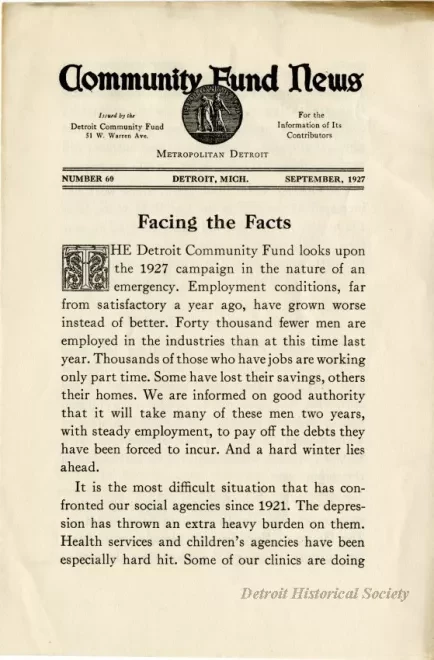 Newsletter - Community Fund News, No. 60, September 1927