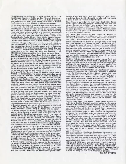 Booklet - Our Silver Anniversary Season, A Brief History of the Detroit Grand Opera Association