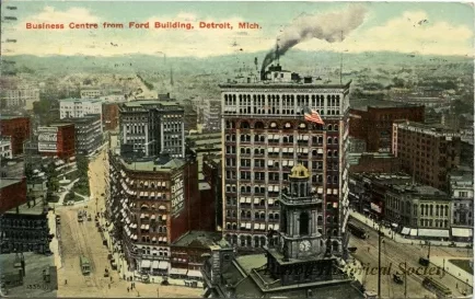 Postcard - Business Centre from Ford Building, Detroit, Mich.