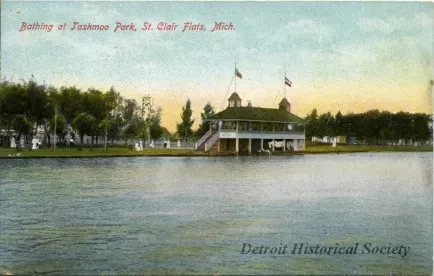 Postcard - Bathing at Tashmoo Park, St. Clair Flats, Mich.