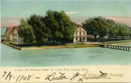 Postcard - Joe Bedores Hotel, St. Claire Flats, Detroit, Mich.