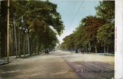 Postcard - Jefferson Ave, Detroit, Mich.