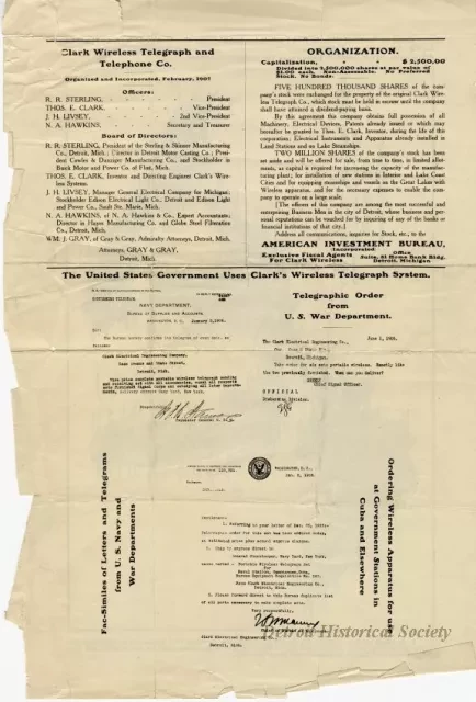 Map - Map Showing Principal Ports on the Great Lakes Where it is Proposed to Establish Clark's Wireless Telegraph Stations.