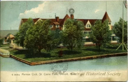 Postcard - Mervue Club, St. Claire Flats, Detroit, Mich.