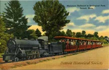 Postcard - Miniature Railroad in Zoological Park, Detroit, Mich.